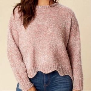 Altar’d State Pink Tinsel Sweater with Wavy Bottom
